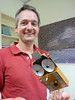 Dr. Wolfgang Rack and a model of Cryosat