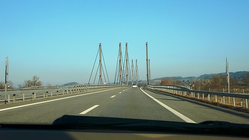 Approaching bridge over River Aare, motorway Biel-Solothurn