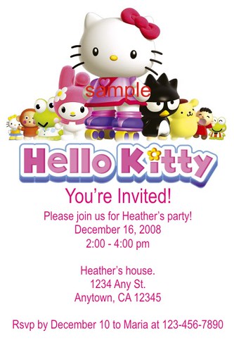 Hello Kitty Invitations Personalized. Personalized Hello Kitty