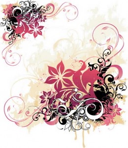 Swirl vector and flower background photo
