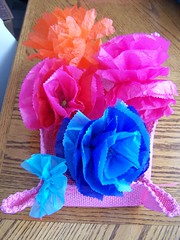 Tissue Flowers in Placemat Basket