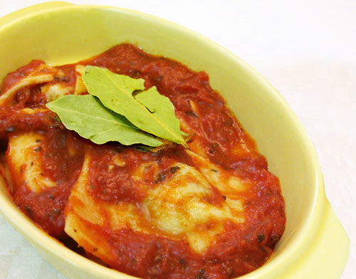 Kesong Puti-Spinach Ravioli in Tomato Sauce