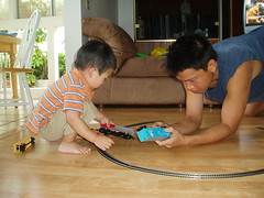 Uncle Jeff showed me how his train works