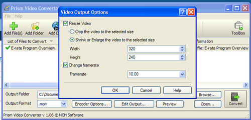 Video Output Options for Prism Software