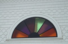 New stained glass window by day