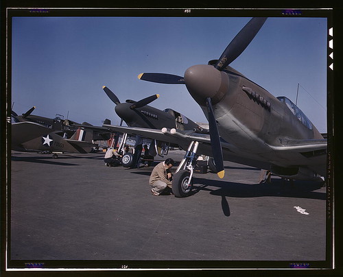 Warbird picture - P-51 (&quot;Mustang&quot;) fighter planes being prepared for test flight at the field of North American Aviation, Inc., plant in Inglewood, Calif. (LOC)