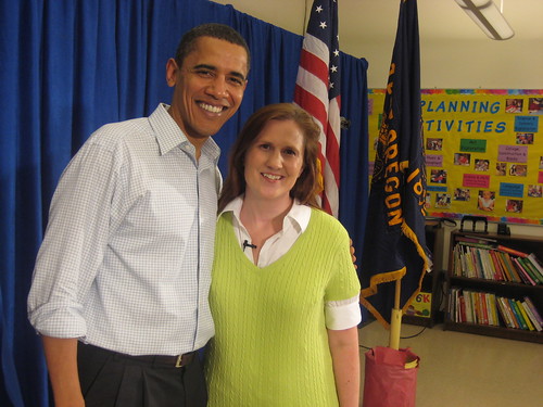 Senator Barack Obama and Erin Kotecki Vest of BlogHer.com