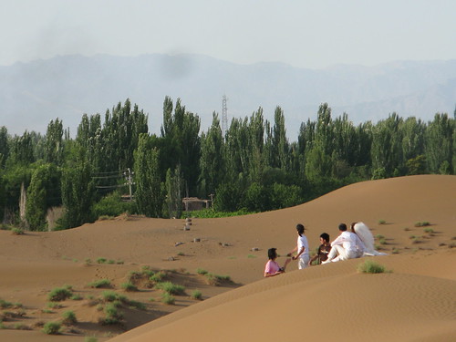 Hiking in the sand dunes near Shanshan, Xinjiang Province, China