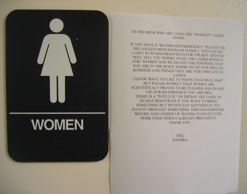 TO THE MEN WHO ARE USING THE "WOMENS" LADIES ROOM