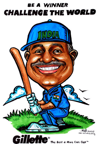 Caricature Gillette cricket player