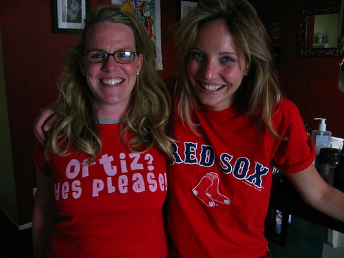karisa and her bff kerrie before a red sox dodgers game in los angeles