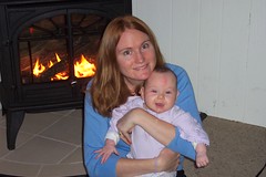 Mommy and Talia by the fire