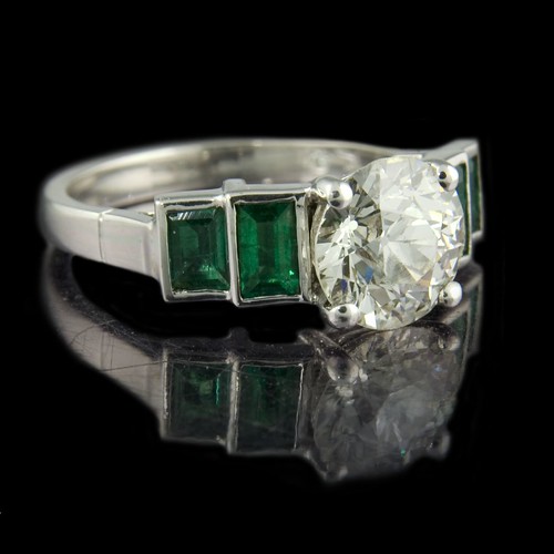 Keywords Heirloom diamond emeralds modern wedding set engagement ring