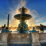 The golden fountain of Place de la Concorde HDR