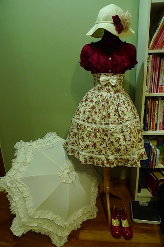 Wine Red & Cream Summer Lolita Outfit