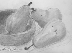 Three Pears & A Wooden Bowl