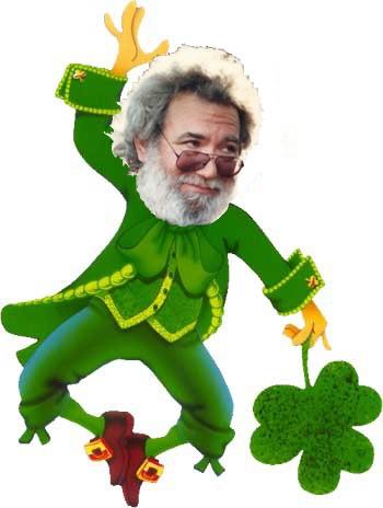 Jerry Garcia of the Grateful Dead as a leprechaun ... image heisted from somebody somewhere, I forget where.