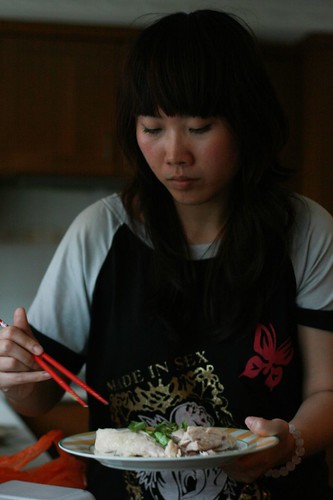 Miharu readying the 'Legendary Chicken Rice'