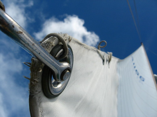 Mainsail on Todd's boat in the British Virgin Islands