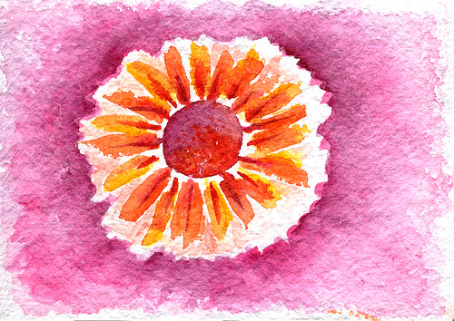 111407 Watercolor Flower Sun Eye Mandala to lift my spirits