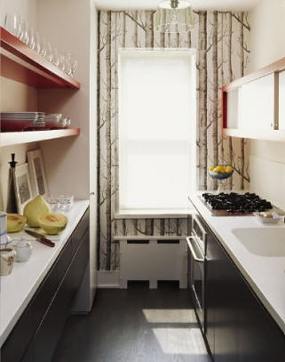 wallpaper kitchen cabinets. white kitchen, black cabinets,