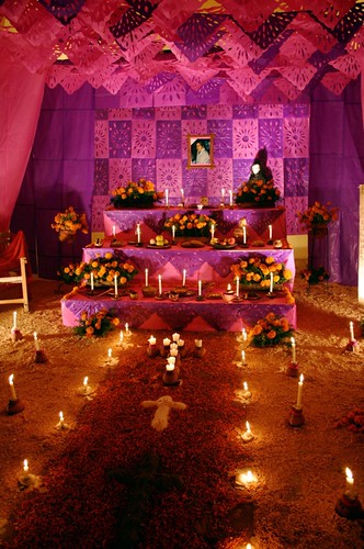 Altar with flower petal carpet
