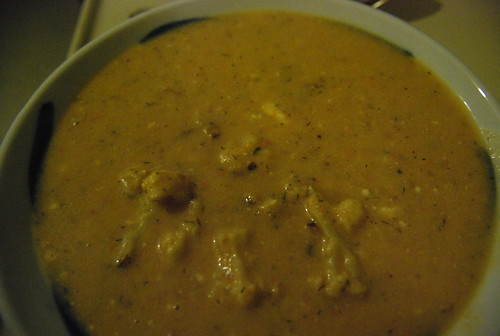 Roasted cauliflower cheese soup