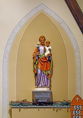 Saint Rose of Lima Roman Catholic Church, in De Soto, Missouri, USA - statue of Saint Joseph and the Christ Child