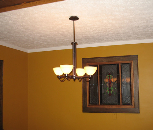 Dining Room: Day 17 - The new chandelier is installed.
