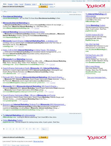 "minnesota internet marketing firm" Yahoo Search Results - 11127107
