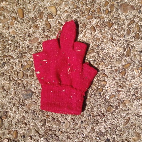 glove on the sidewalk
