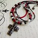 Black Onyx Cross Pendant Four Layered Beaded Necklace 