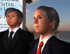ICC Prosecutor and Lloyd Axworthy at opening of International Justice Center in Second Life