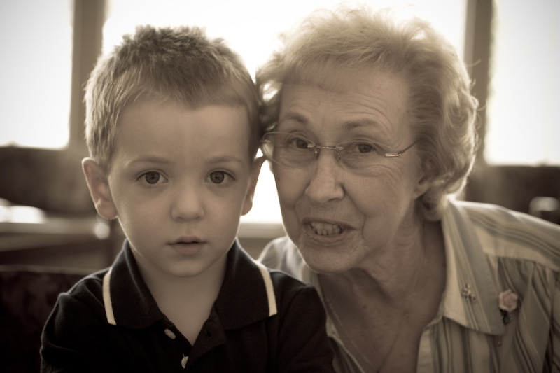 My little man and Great Grandma