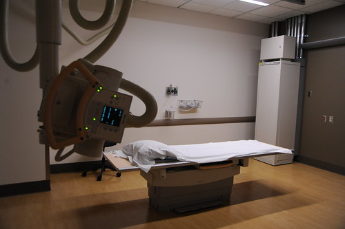 Imaging clinic, X-ray table and machine, now its digital, pillow, sheet, screen, Swedish Hospital, Ballard, Seattle, Washington, USA by Wonderlane