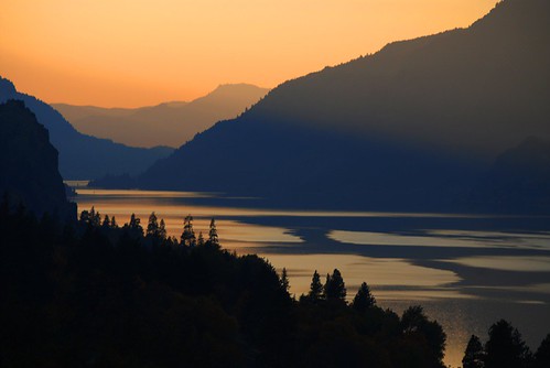 sunset in the columbia river gorge
