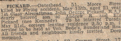 funeral notice of John George Pickard