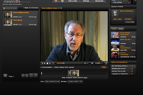 Steven Spielberg interviewed on Seesmic. Originally uploaded by BillT.