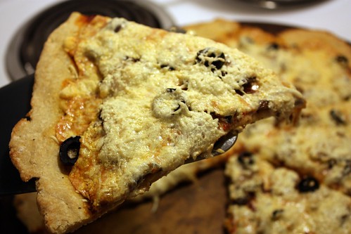 Gluten-free vegan pizza with Daiya cheese