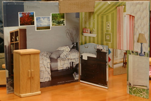 cardboard dollhouse: bedroom