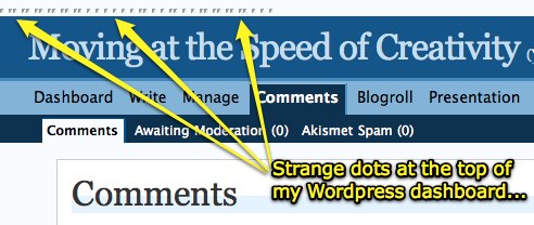 Strange dots at the top of my WordPress dashboard