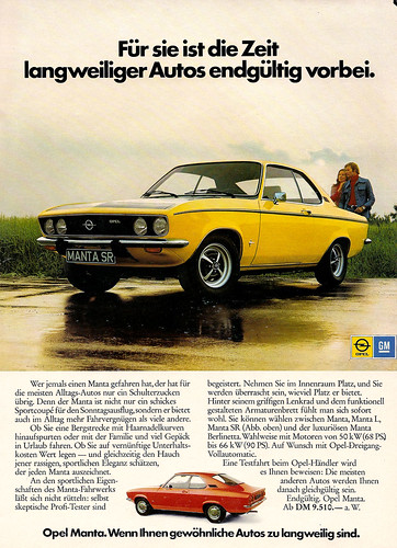 Opel Manta A. Opel Manta SR (1973)
