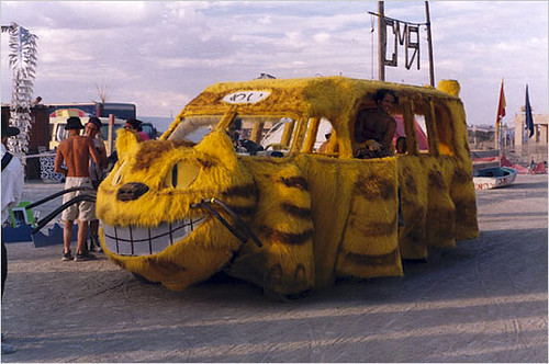 The cat bus from totoro, burningman, maybe 2001