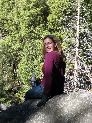 Kathleen on a big rock