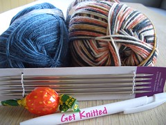 Get knitted yarn and needles