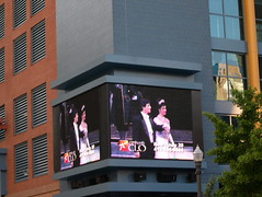 Video screen showing My Fair Lady, Pittsburgh Cultural Trust