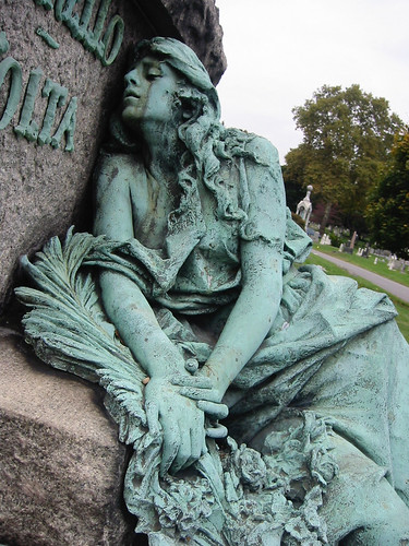 Green Woman Bronze Statue Cemetery share