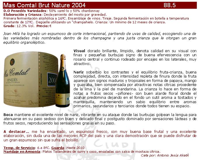 Ficha Mas Comtal Brut Nature 2004