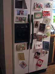 fridge full of christmas cards