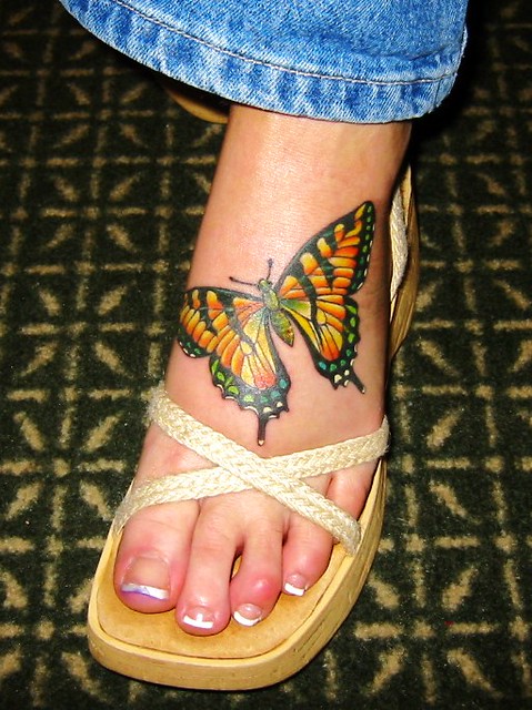 Left Foot Tattoo - Monarch Butterfly